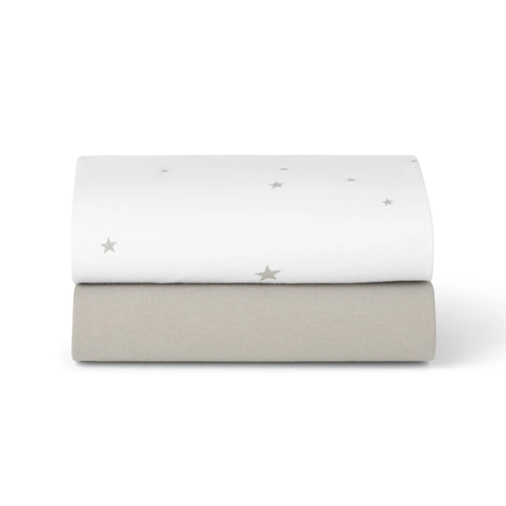 Snuz Bassinet 2 Pack Fitted Sheets - White Star - Image 2