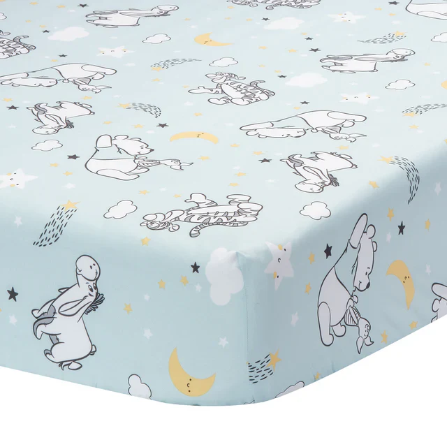 Bedtime Originals Disney Baby Starlight Pooh 3-Piece Blue Nursery Crib Bedding Set - Image 4