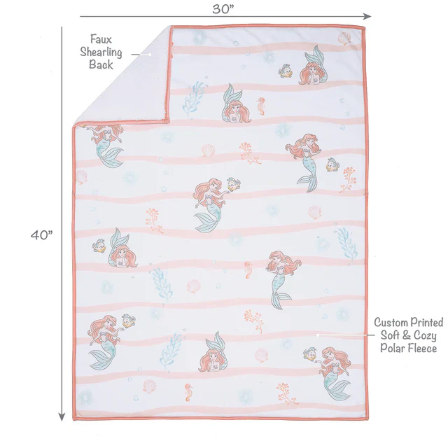 Bedtime Originals Disney Baby The Little Mermaid White Baby Blanket - Ariel - Image 3