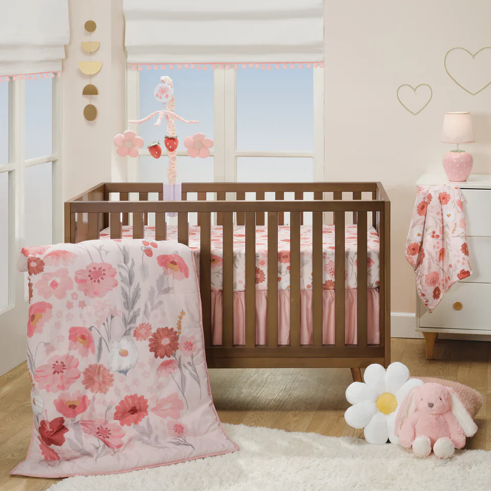 Bedtime Originals Flower Power Strawberry Musical Baby Crib Mobile Soother Toy - Image 7