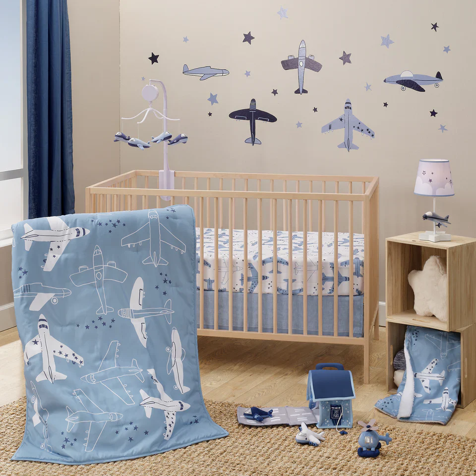 Bedtime Originals Little Aviator Airplane Baby/Toddler White Fitted Crib Sheet - Image 6