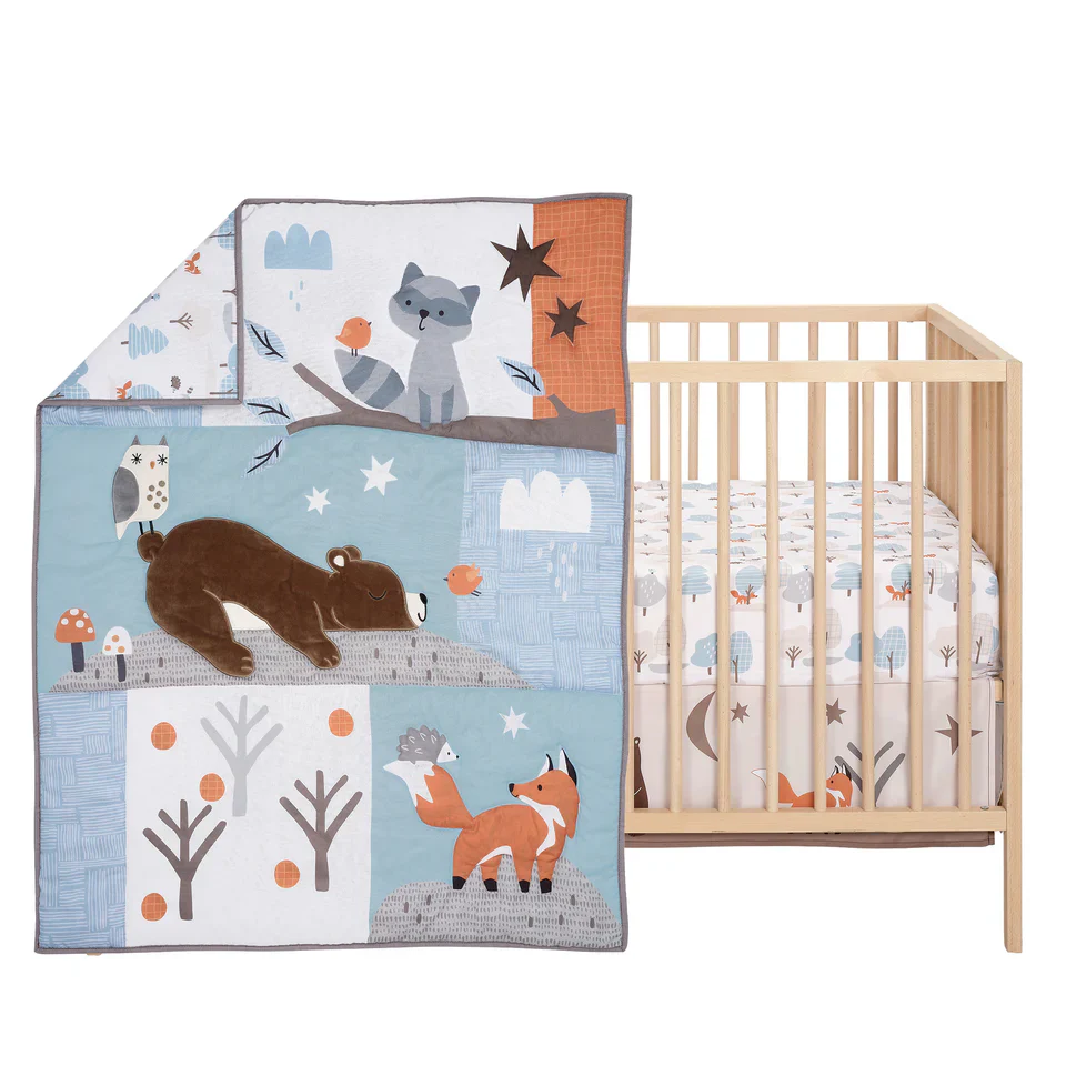 Bedtime Originals Sleepytime Bear Woodland 3-Pc Baby Nursery Crib Bedding Set - Image 2