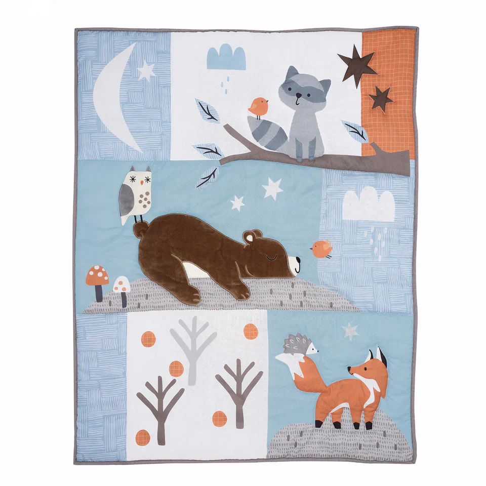 Bedtime Originals Sleepytime Bear Woodland 3-Pc Baby Nursery Crib Bedding Set - Image 9