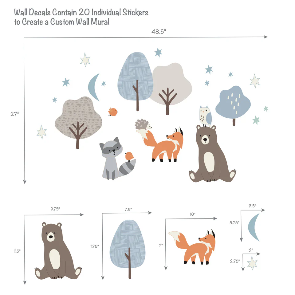 Bedtime Originals Sleepytime Bear Woodland Animals Wall Decals/Stickers - Image 2