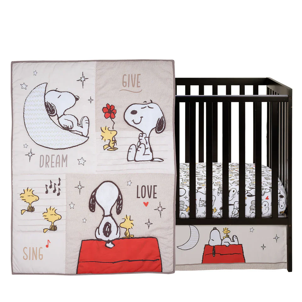 Bedtime Originals Snoopy Love 3-Piece Infant Baby Nursery Crib Bedding Set - Image 2
