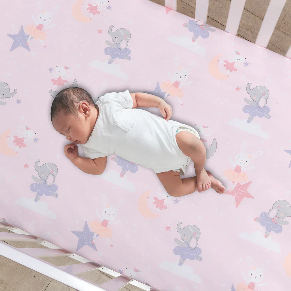 Bedtime Originals Tiny Dancer Elephant/Bunny Ballet Baby Fitted Crib Sheet - Pink - Image 2