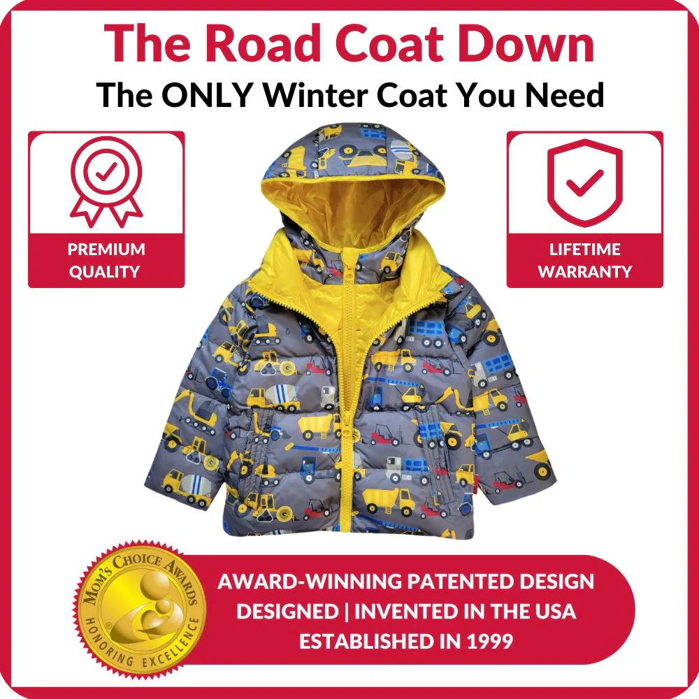 Onekid Car Seat Coat | The Road Coat Down - Construction Print - Image 6