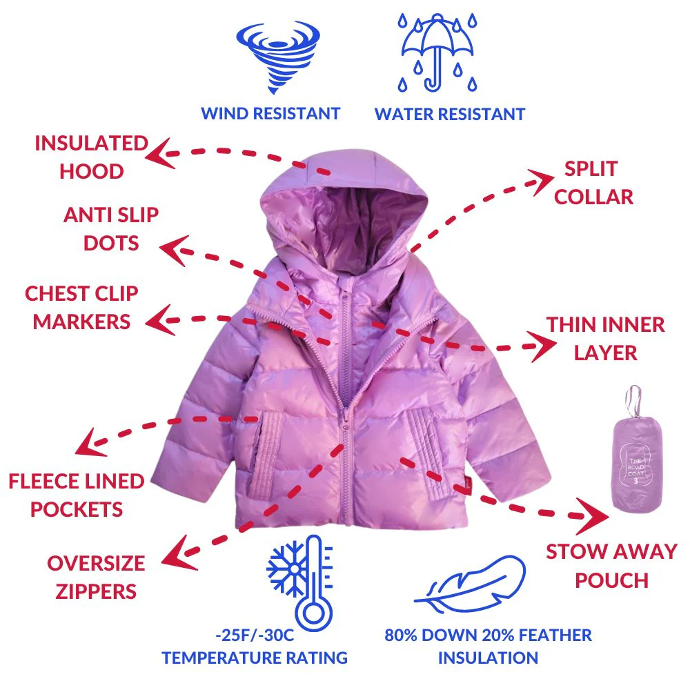 Onekid Car Seat Coat | The Road Coat Down - Lilac - Image 3
