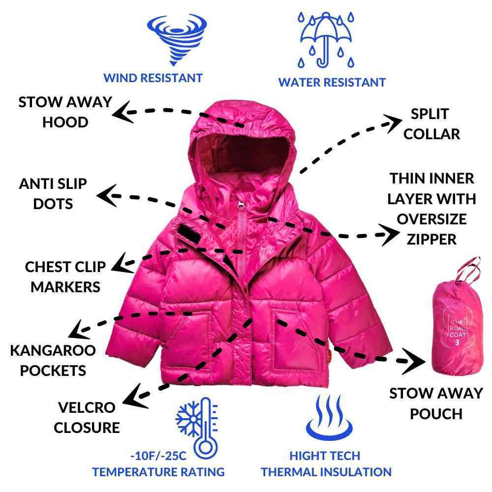 Onekid Car Seat Coat | The Road Coat Vegan - Fuchsia - Image 3