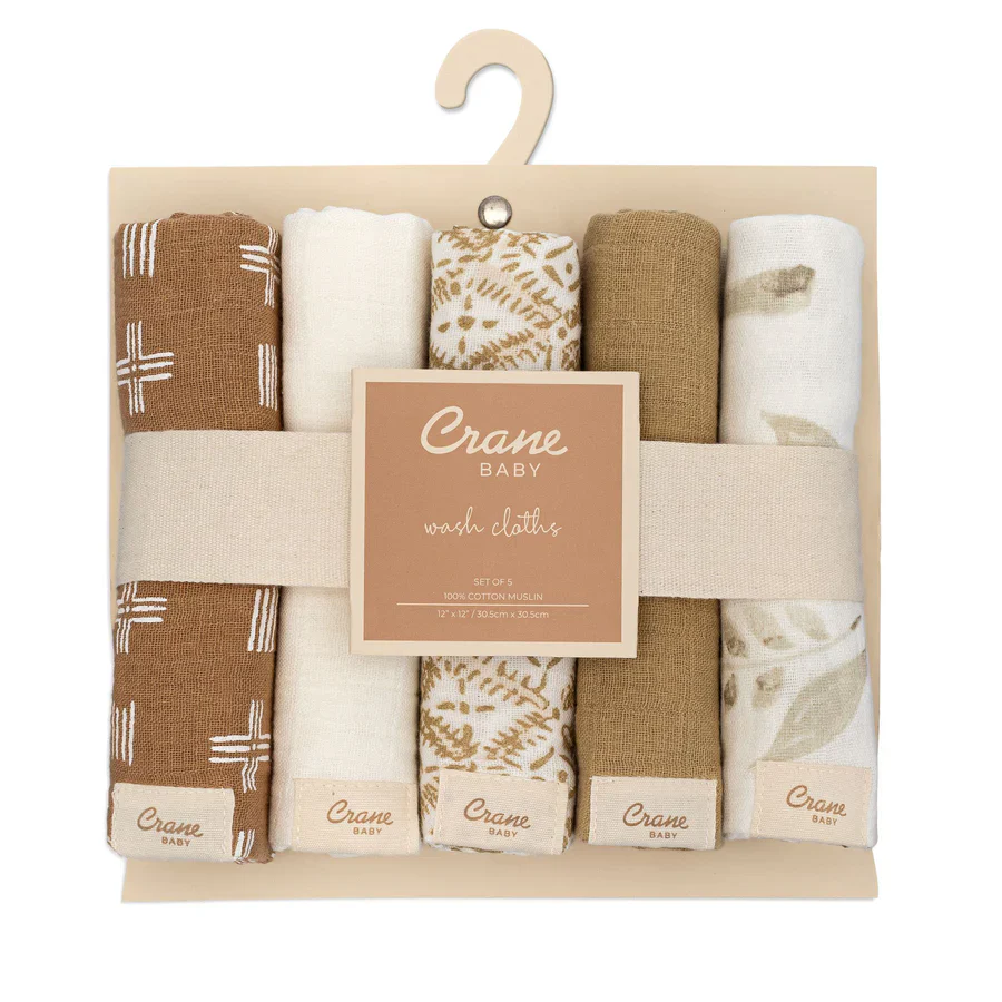 Crane Baby 5-pc. Cotton Baby Washcloth Set - Image 2