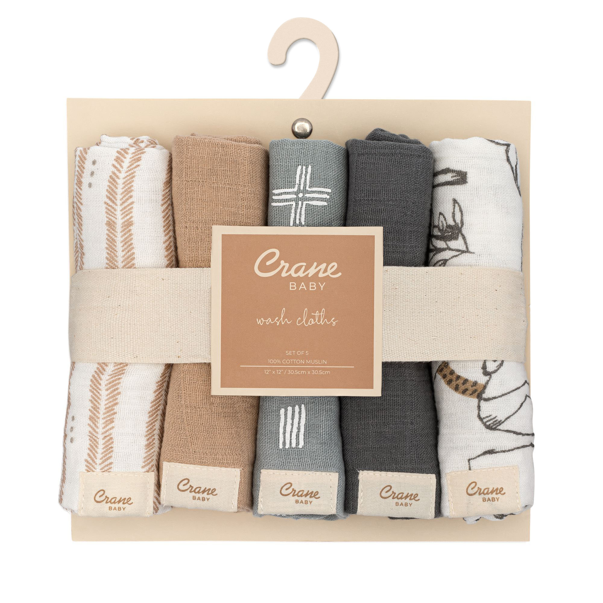 Crane Baby 5-pc. Cotton Baby Washcloth Set - Image 4