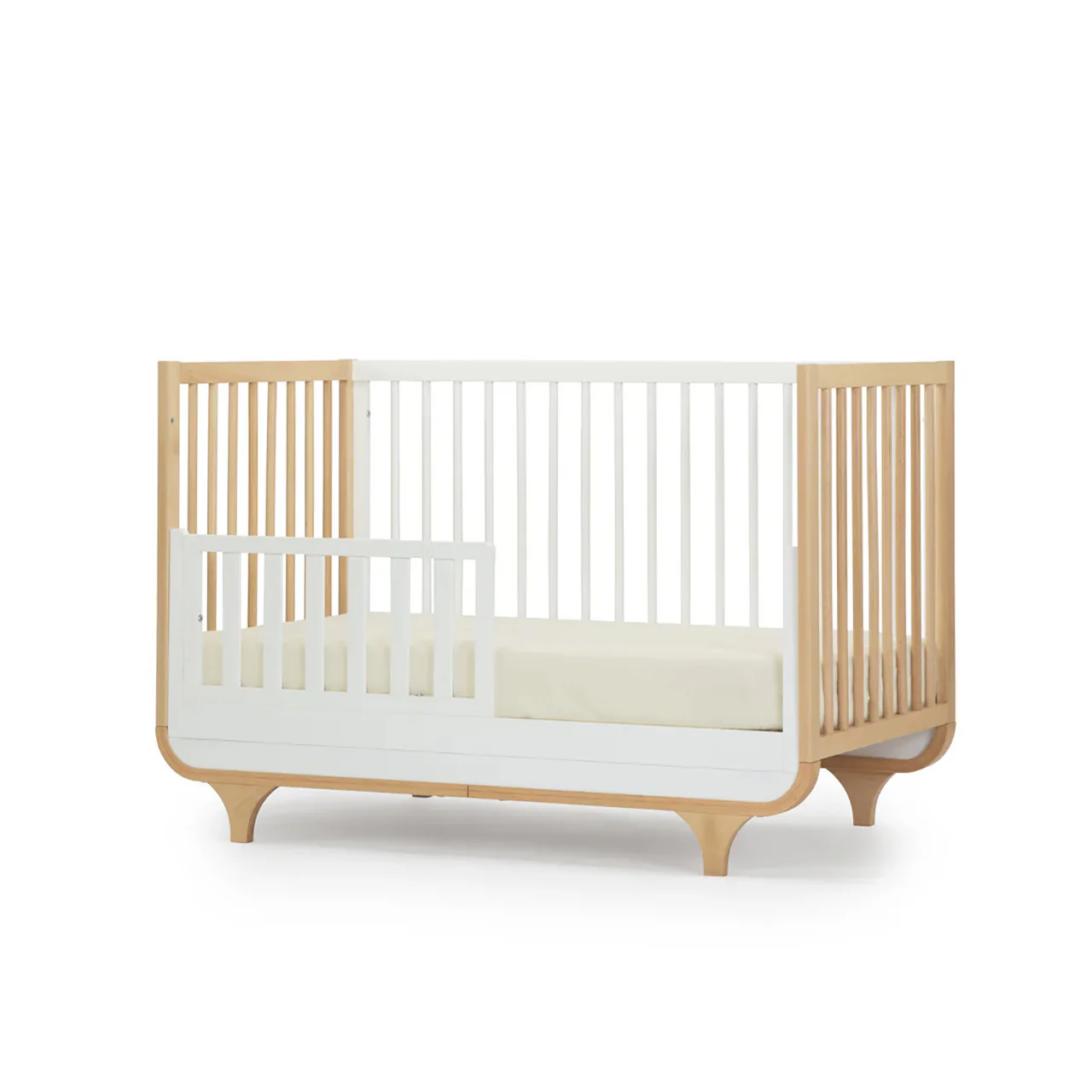 dadada Jolly 3-In-1 Convertible Crib, White/Natural - Image 8