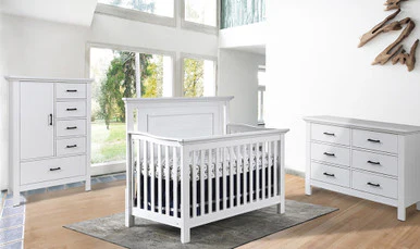 Fawn Baby Yosemite 3 Piece Nursery Set - Flat Top Crib in Vintage White - Image 2