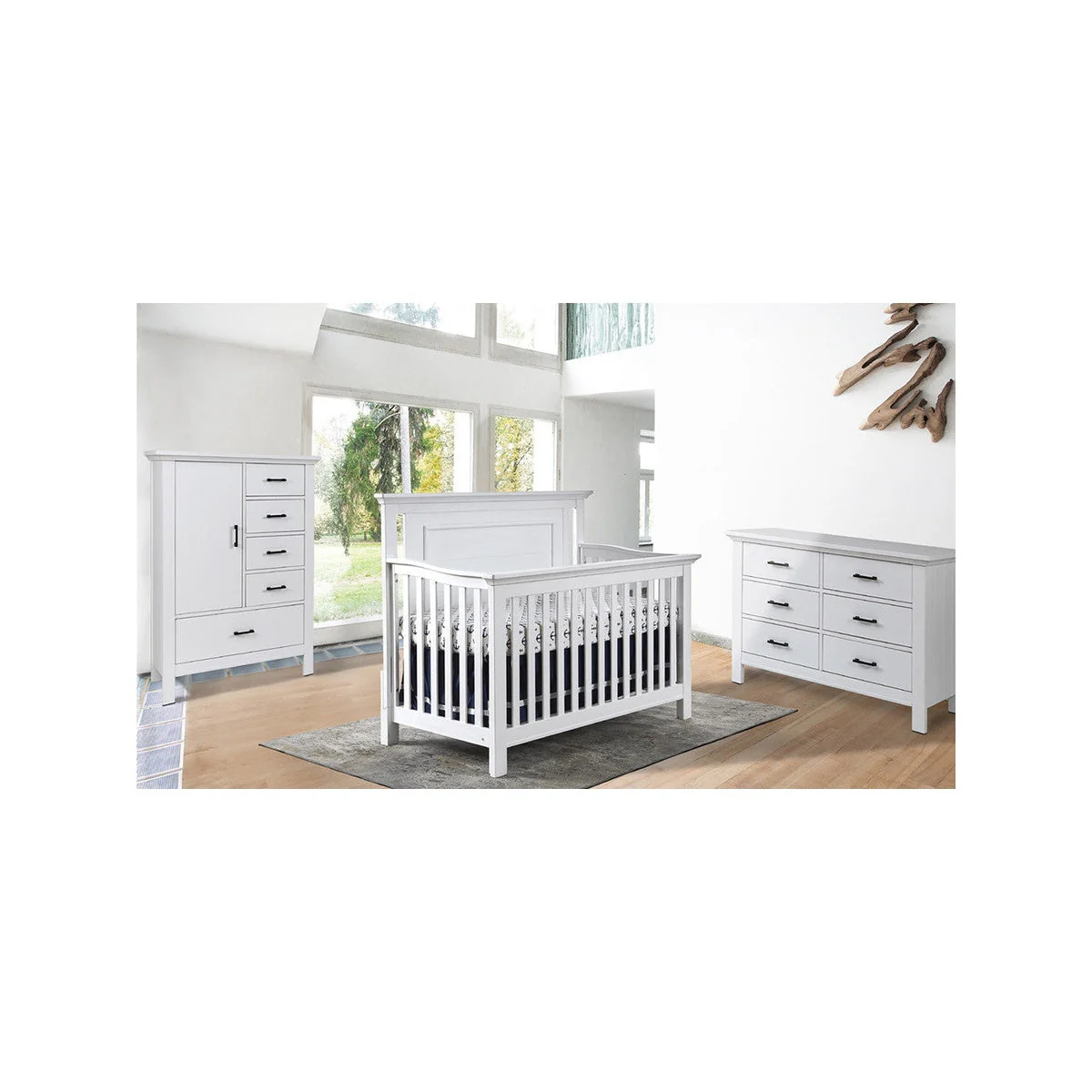 Fawn Baby Yosemite 3 Piece Nursery Set - Flat Top Crib in Vintage White - Image 6