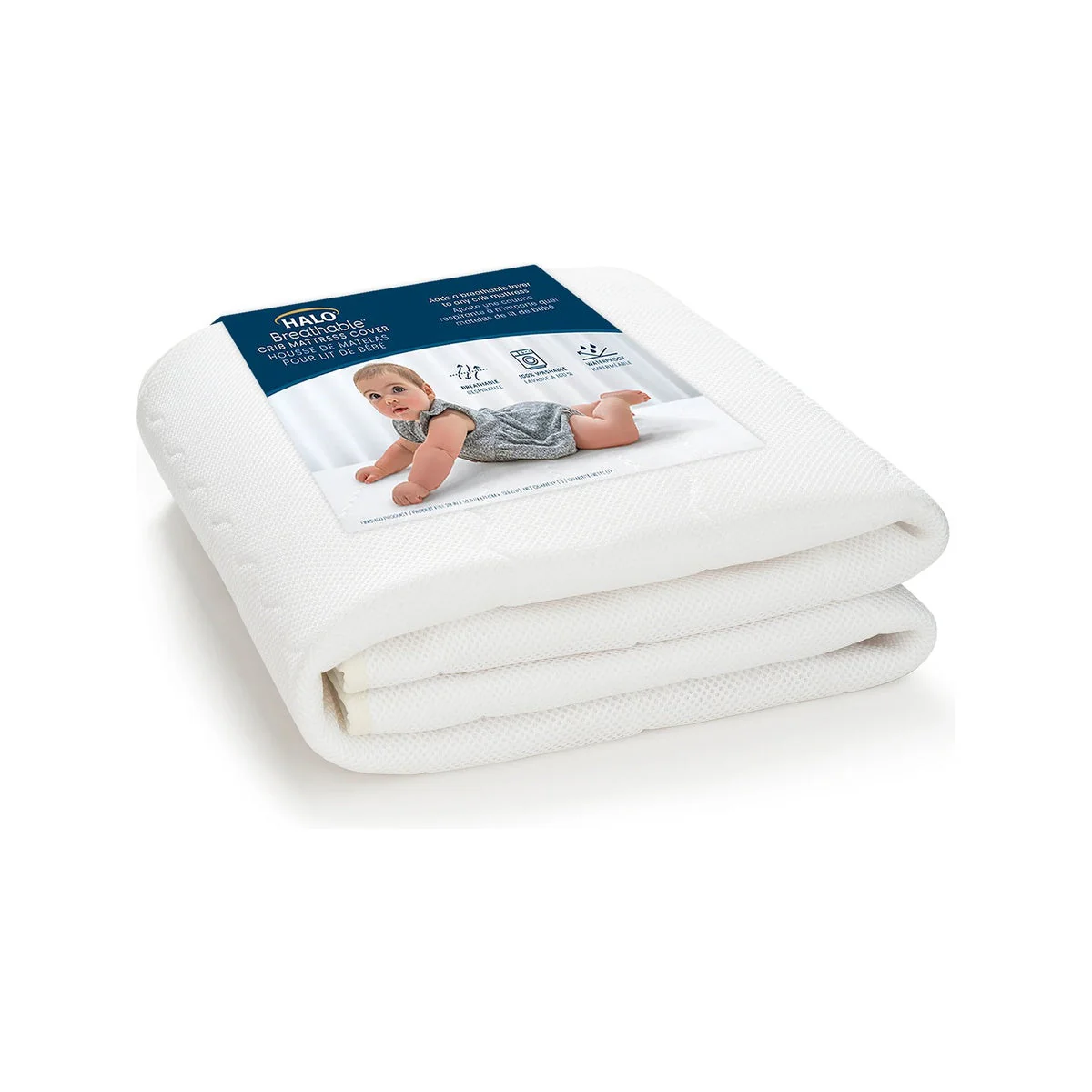 Halo Breathable Crib Mattress Cover - White - Image 9