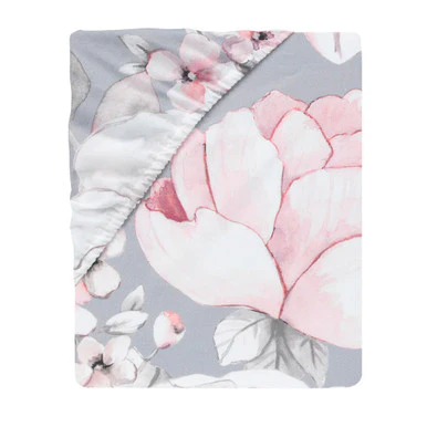 Lambs & Ivy Botanical Baby Sheet - Grey Floral - Image 2