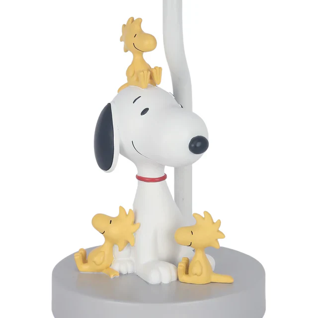Lambs & Ivy Classic Snoopy & Friends White/Gray Nursery Lamp with Shade & Bulb - Image 4