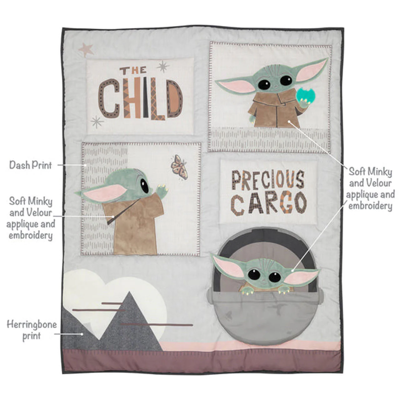 Lambs & Ivy Star Wars The Child Baby Yoda 3-Piece Bedding Set - Image 3