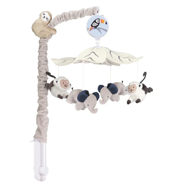Lambs & Ivy Jungle Party Gray Animals Musical Baby Crib Mobile Soother Toy - Image 4