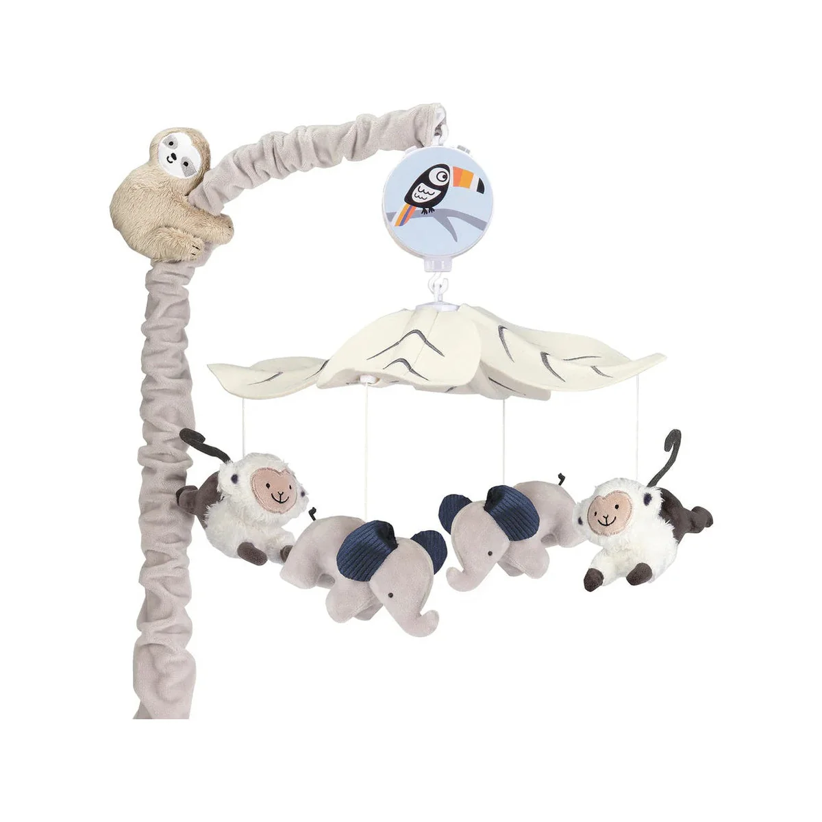 Lambs & Ivy Jungle Party Gray Animals Musical Baby Crib Mobile Soother Toy - Image 6