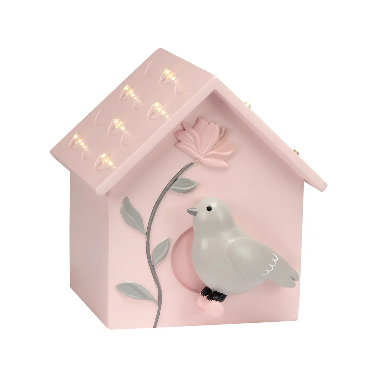 Lambs & Ivy Petals Pink/Gray Birdhouse Table Top Night Light LED Lamp - Image 10