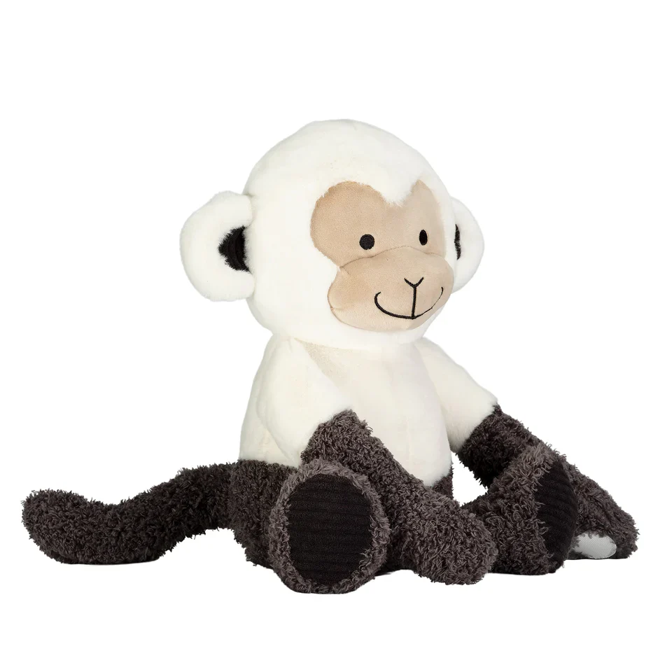 Lambs & Ivy Plush Jungle Party White/Gray Plush Monkey Stuffed Animal Toy - Charlie - Image 2