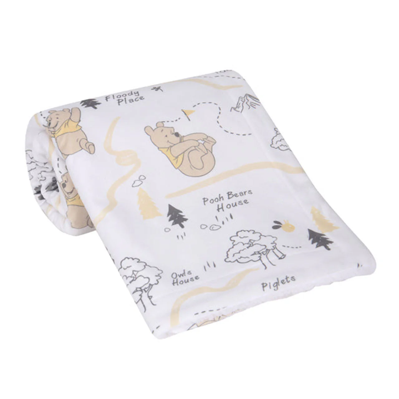 Lambs & Ivy Pooh Minky/Sherpa Blanket - Image 3