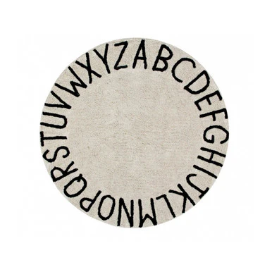 Lorena Canals Round ABC Rug in Natural/Black - Image 2