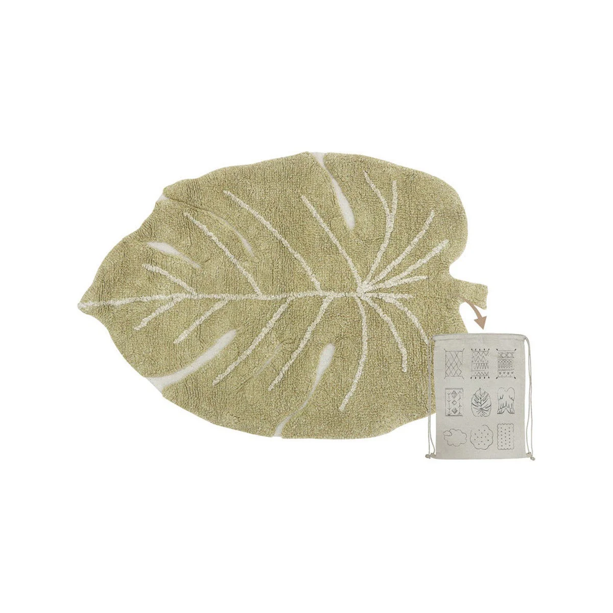 Lorena Canals Washable Rug Mini Monstera Olive - Image 5