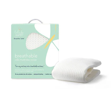 Lullaby Earth Breathe-Safe Breathable Mini Crib Cover - White - Image 2