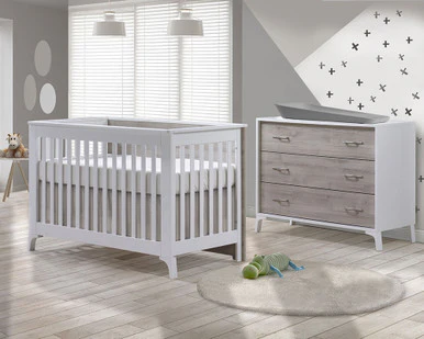 Natart Metro 2 Piece Set - Convertible Crib and 3 Drawer Dresser - Image 5