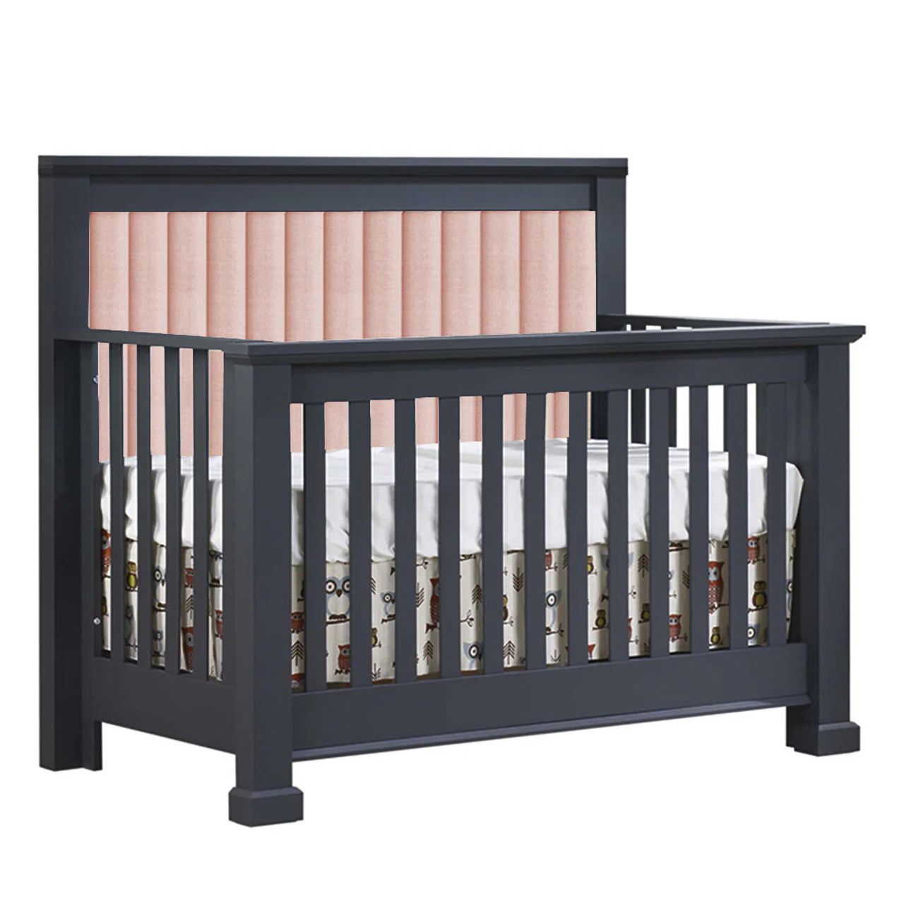 Natart Taylor ''5-in-1'' Convertible Crib with Channel Tufted Panel Blush (w/out rails) - Image 2