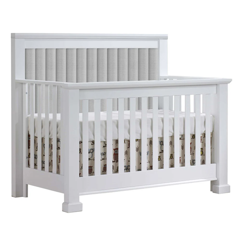 Natart Taylor "5-in-1" Convertible Crib with Channel Tufted Panel Linen Grey (w/out rails) - Image 3