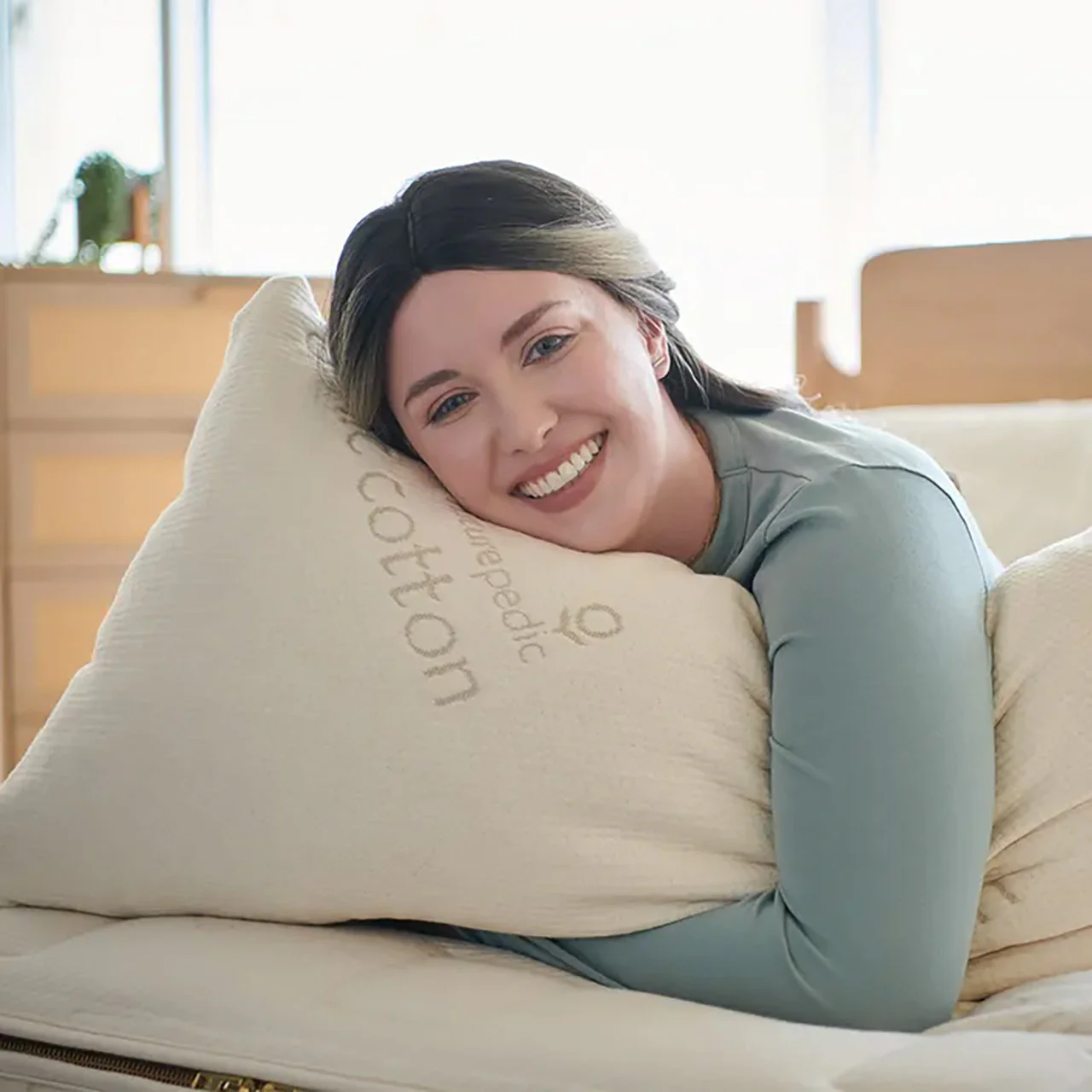 Naturepedic Standard PLA Pillow with Cotton Fabric - Natural - Image 7