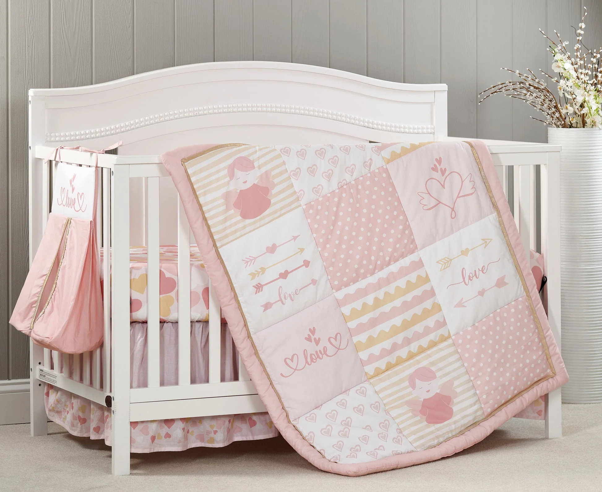 Oxford Baby Baby Love 4 pc Baby Crib Nursery Bedding Set