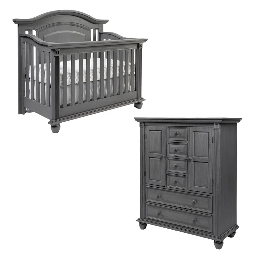 Oxford Baby London Lane 2 Piece Nursery Set - Crib & Chifferobe in Arctic Gray - Image 3