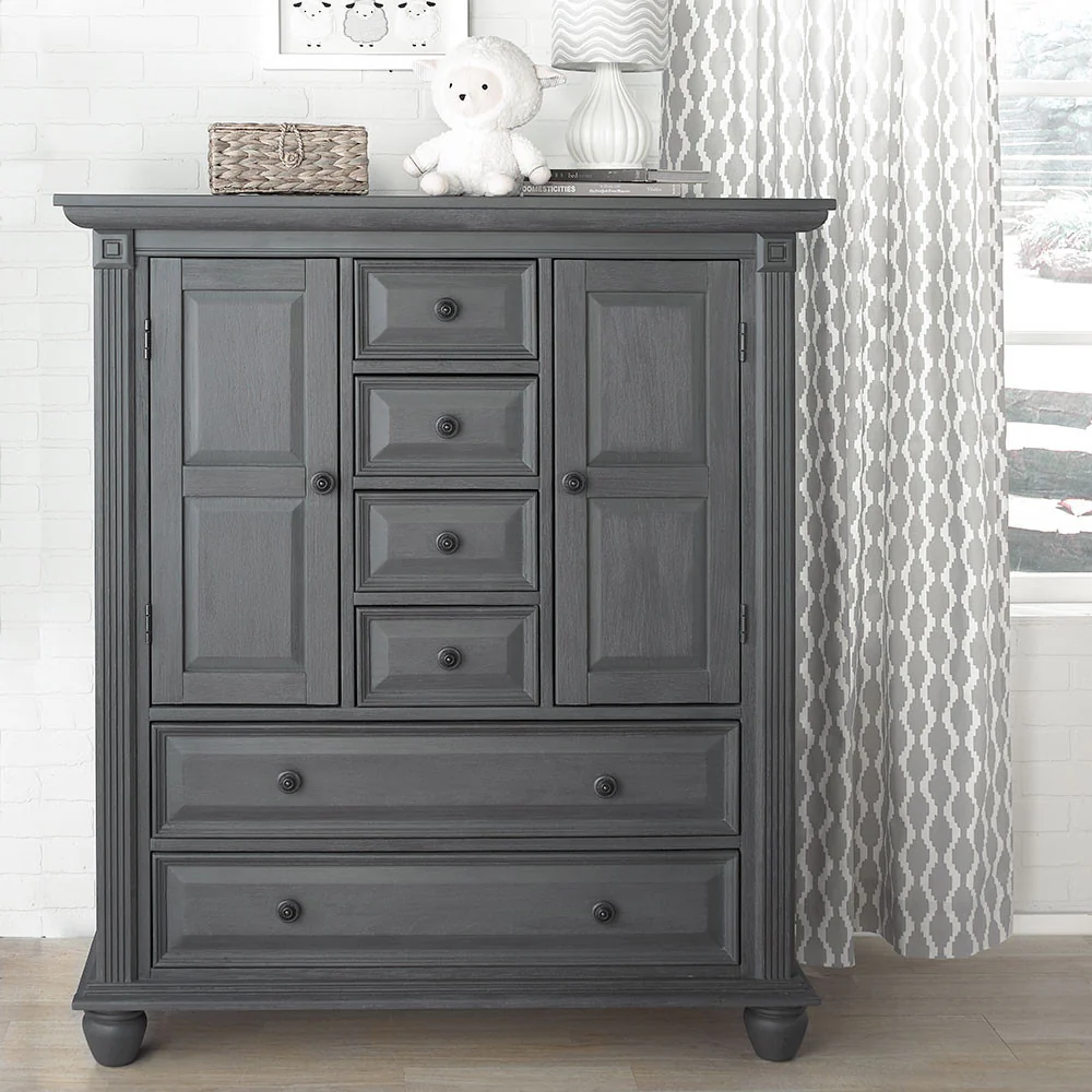Oxford Baby London Lane 2 Piece Nursery Set - Crib & Chifferobe in Arctic Gray - Image 9