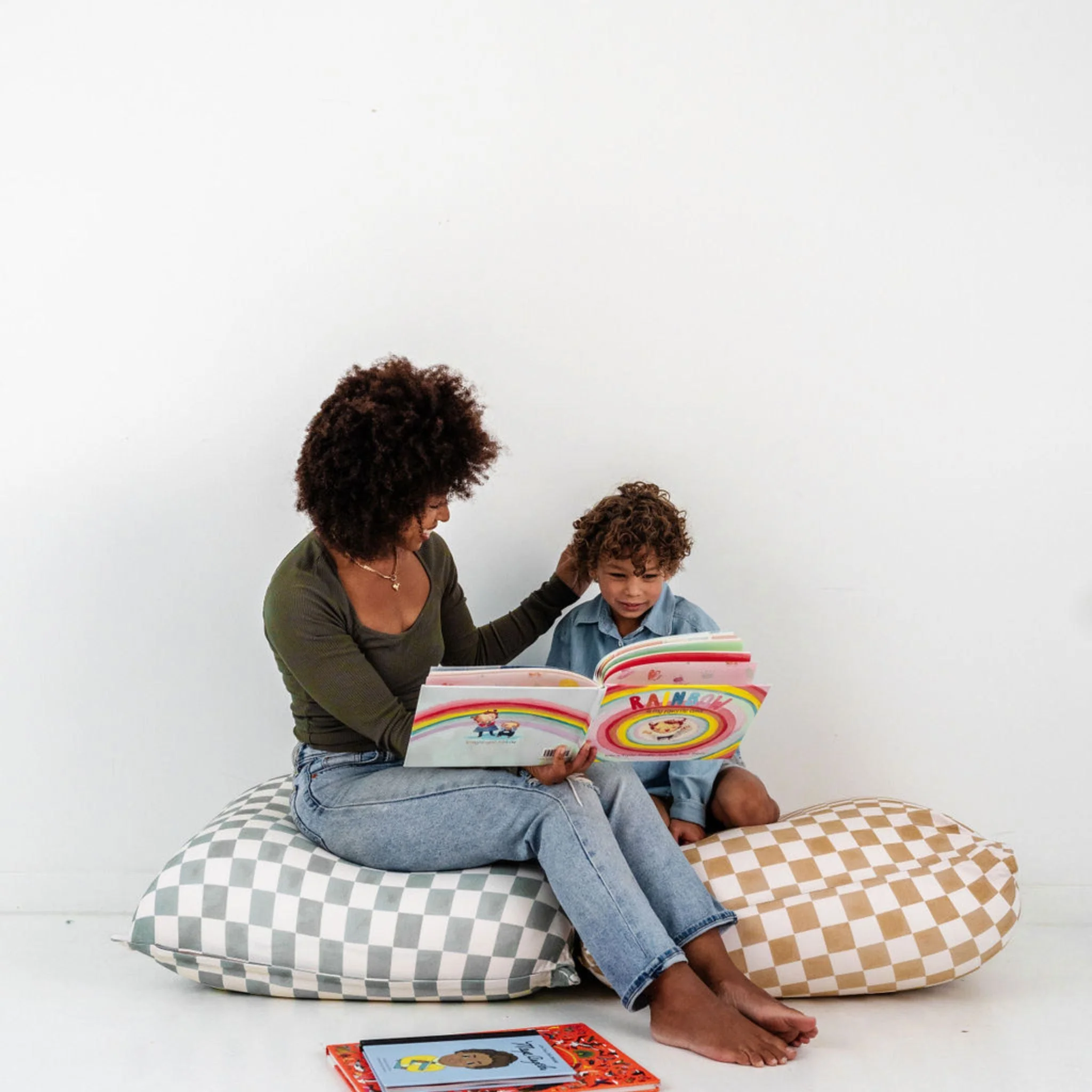 Toki Kids Checker Toffee Bean Bag - Image 3