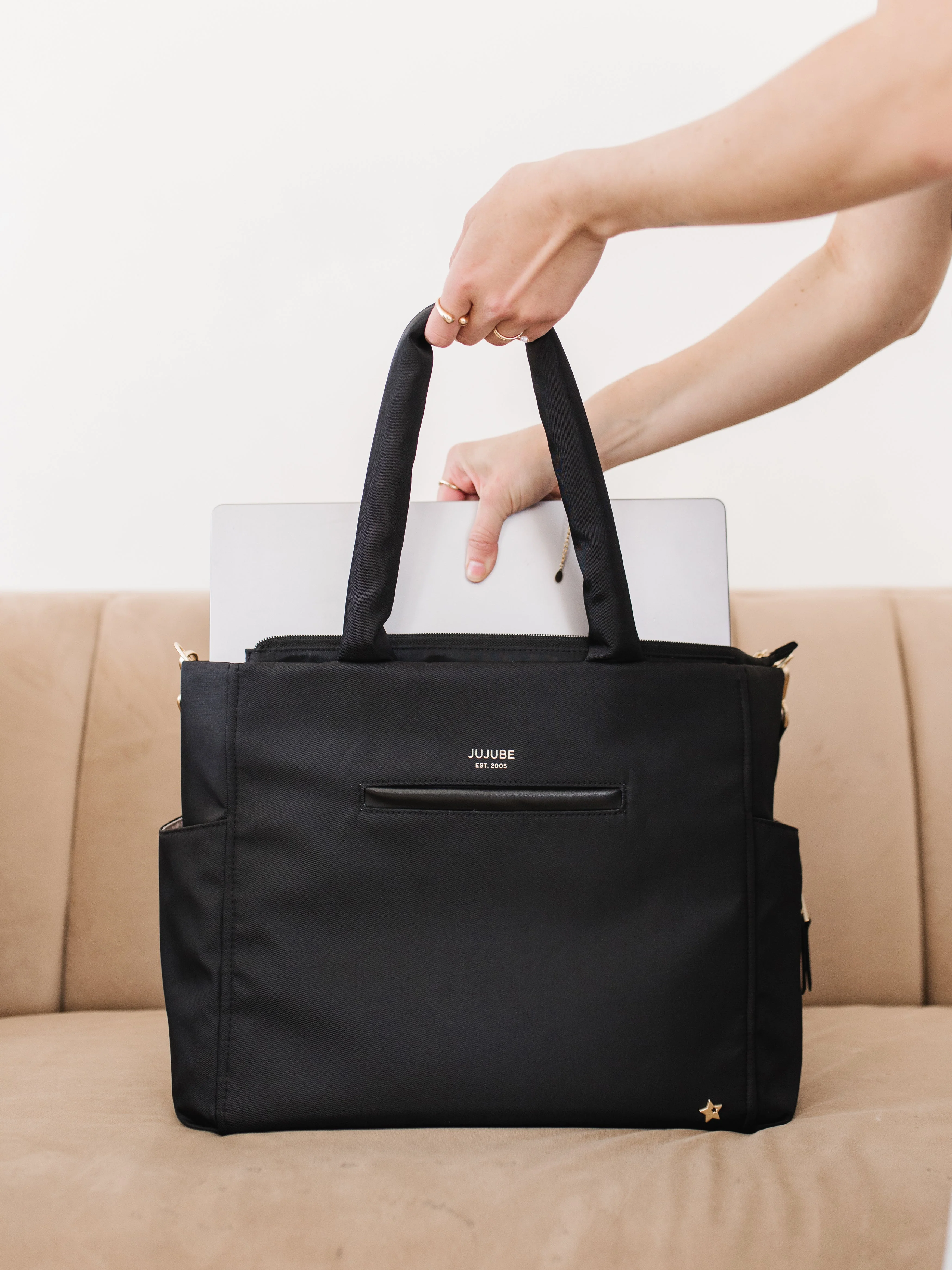 JuJuBe Utility-Strap Tote Diaper Bag - Black - Image 11