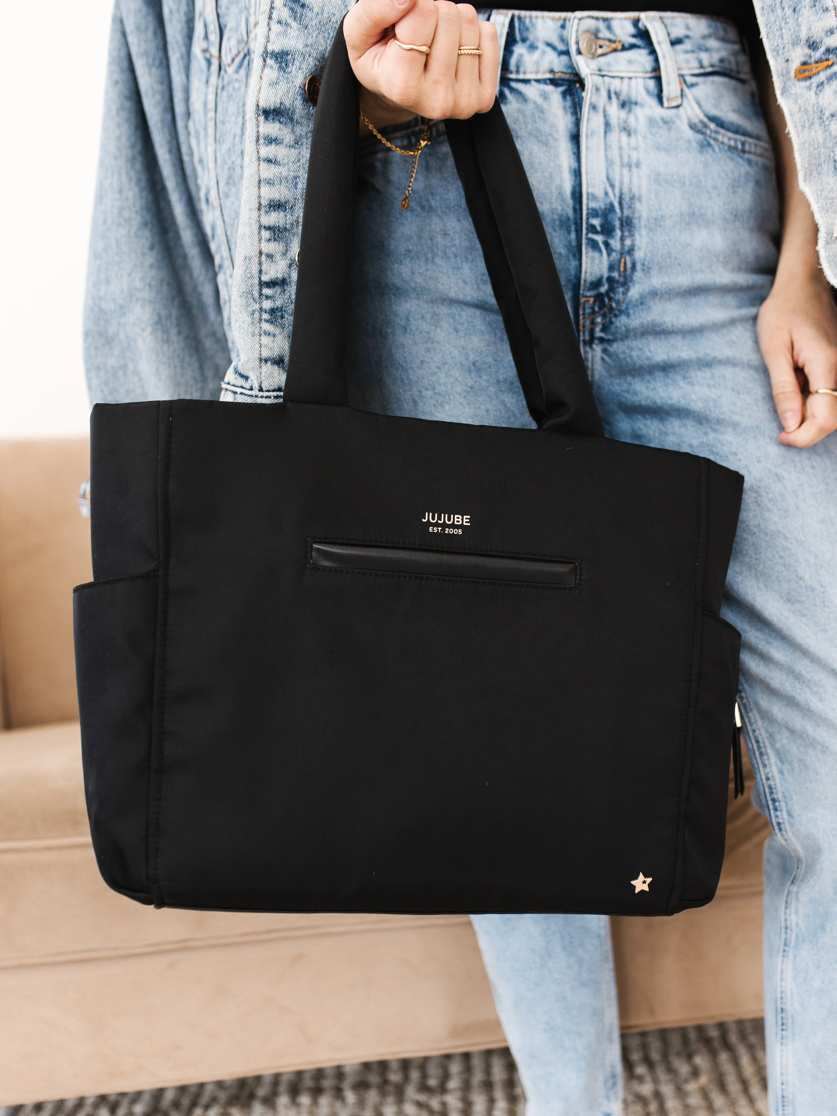 JuJuBe Utility-Strap Tote Diaper Bag - Black - Image 7