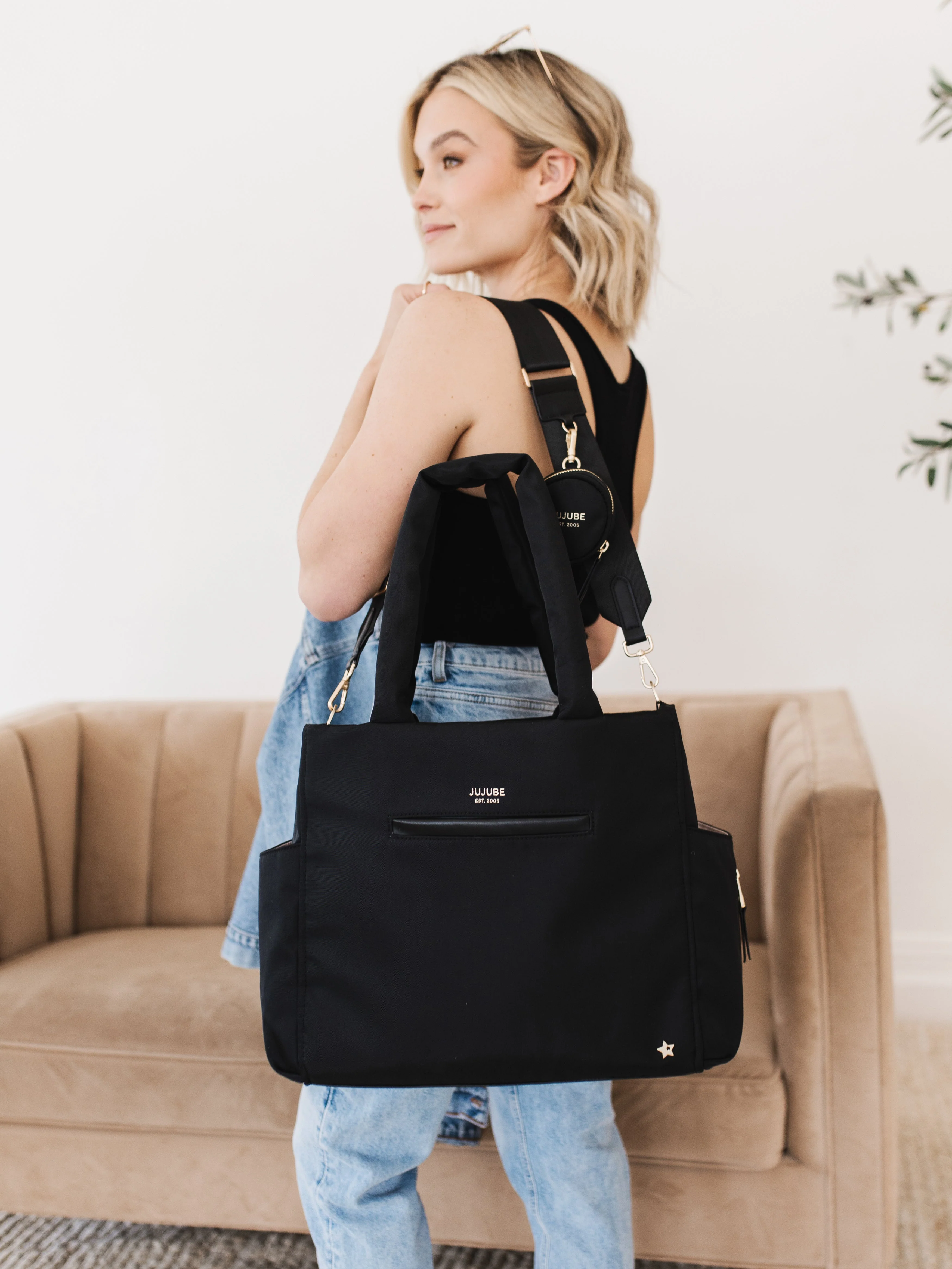 JuJuBe Utility-Strap Tote Diaper Bag - Black - Image 8
