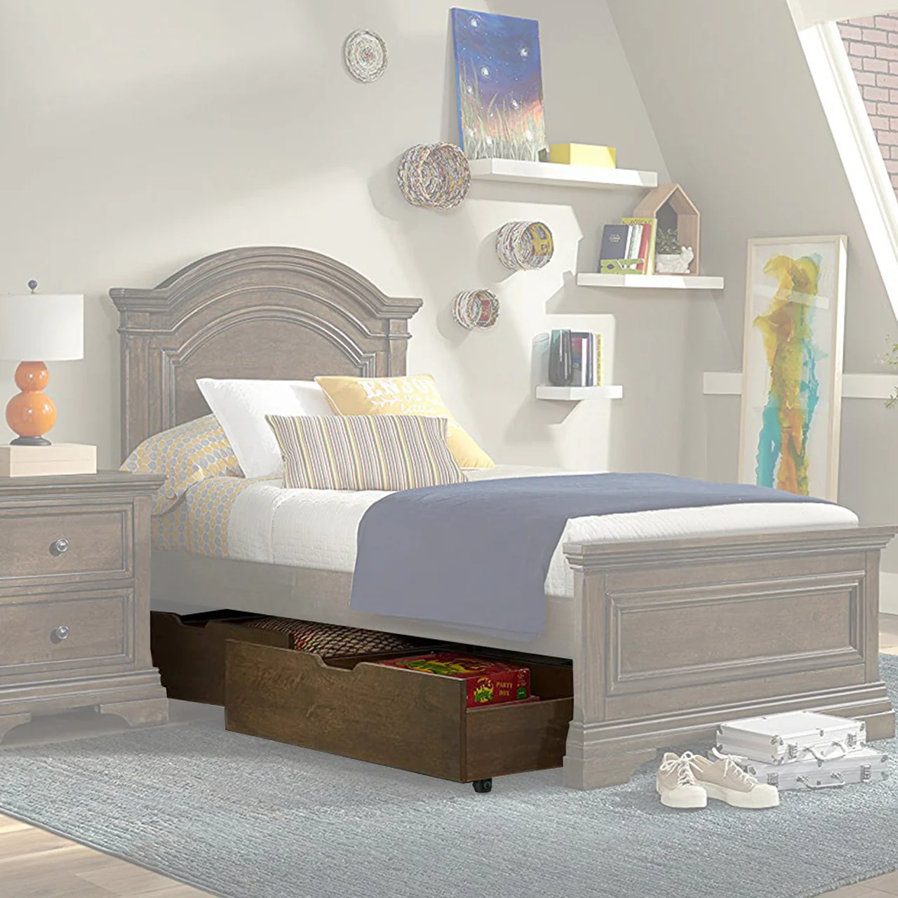 Westwood Urban Rustic Youth Under Bed Storage Drawer (2) In Brushed Wheat - Image 3